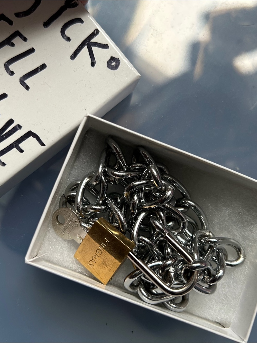Silver Chain necklace with Gold Padlock